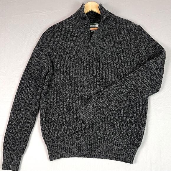 Vintage American Eagle Henley Sweater Men’s Medium Chunky Knit Heather Grey NWOT - Picture 1 of 11